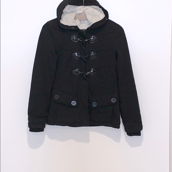 Me Jane Black Hooded Toggle Button Peacoat S - Picture 10 of 16